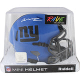 Abdul Carter Autographed New York Giants Rave Mini Helmet Beckett Witness 53449