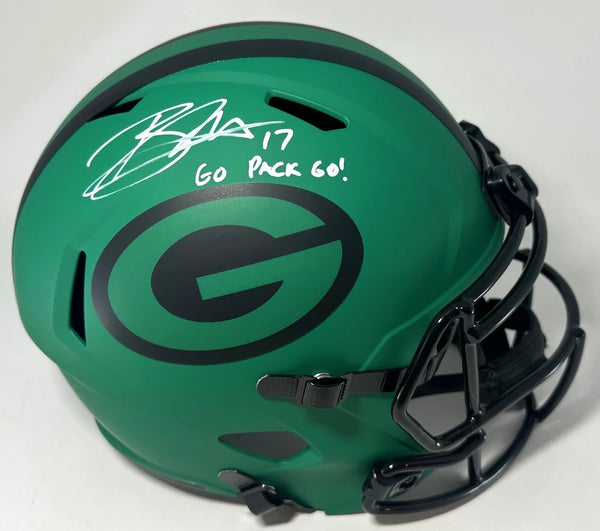 Packers BRANDON McMANUS Signed Full Size RAVE Replica Helmet AUTO w/Script JSA