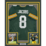 Framed Autographed/Signed Josh Jacobs 35x39 Green Bay Green Jersey Beckett COA