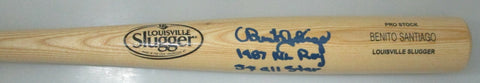 Padres BENITO SANTIAGO Signed Louis Slugger Name Engraved Blonde Bat Script AUTO