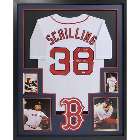 Curt Schilling Autographed Framed Boston Red Sox Jersey