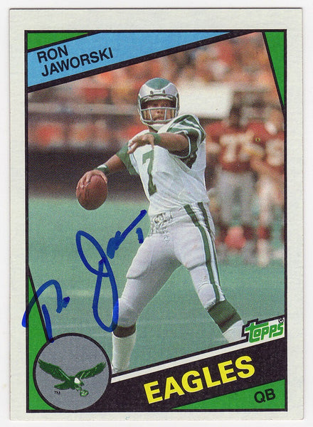 Ron Jaworski Signed Eagles 1984 Topps Football Trading Card #330 -(SCHWARTZ COA)
