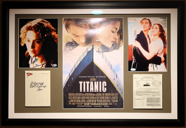 Leonardo DiCaprio & Kate Winslet Titanic Signed 8x10 Photos Framed Beckett/JSA