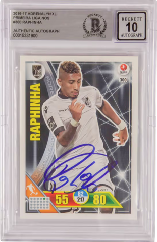 Raphinha Signed 2016-17 Panini Adrenalyn XL Rookie Card - BGS 10 Autograph