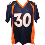 Terrell Davis Autographed Pro Style Sz XL Blue Jersey HOF Beckett 54622