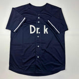 Autographed/Signed Dwight Doc Gooden New York Blue Jersey Beckett BAS COA