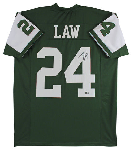 Ty Law Authentic Signed Green Pro Style Jersey Autographed BAS Witnessed