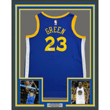 Framed Autographed/Signed Draymond Green 35x39 Golden State Blue Jersey BAS COA