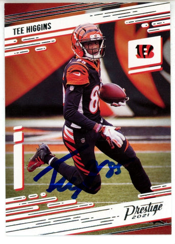 Tee Higgins Autographed 2021 Panini Prestige #70 Trading Card Beckett 50241