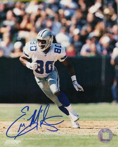 Ernie Mills Signed Dallas Cowboys White Jersey Action 8x10 Photo -(SCHWARTZ COA)