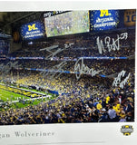 Michigan Team Signed Panoramic Photo JJ Mccarthy Corum Wilson Framed - BECKETT