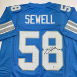 Autographed/Signed Penei Sewell Detroit Blue Current Jersey Beckett BAS COA