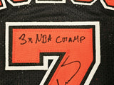 CHICAGO BULLS TONI KUKOC AUTOGRAPHED BLACK JERSEY "3X NBA CHAMP" JSA 215750