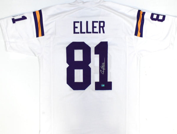 Carl Eller Autographed White Pro Style Jersey - Prova *Silver