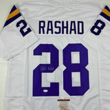 Autographed/Signed AHMAD RASHAD Minnesota White Football Jersey JSA COA Auto