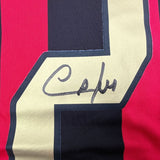 Framed Autographed/Signed Cafu 35x39 AC Milan Black/Red Jersey Beckett COA