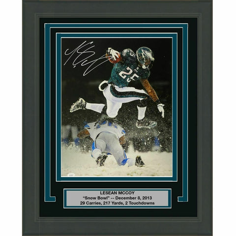FRAMED Autographed/Signed LESEAN MCCOY Eagles Snow Bowl 16x20 Photo JSA COA Auto