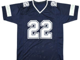 Emmitt Smith Autographed Blue Pro Style Jersey - Beckett W Hologram *Black