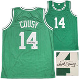 BOSTON CELTICS BOB COUSY AUTOGRAPHED GREEN JERSEY BECKETT BAS WITNESS 236642