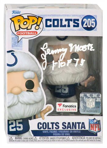 Lenny Moore Signed Colts 'SANTA' Funko Pop Doll #205 w/HOF'75 - (SCHWARTZ COA)