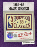 Magic Johnson Signed LA Lakers 1984-85 Purple M&N HWC Swingman Jersey BAS ITP