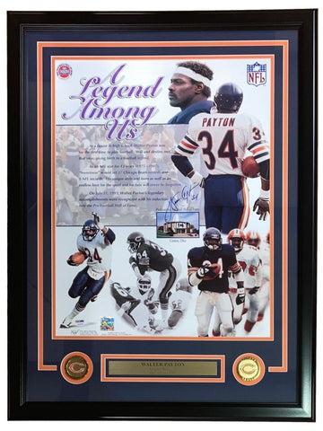Walter Payton Signed Framed 16x20 Chicago Bears Legend Among US Photo PSA LOA