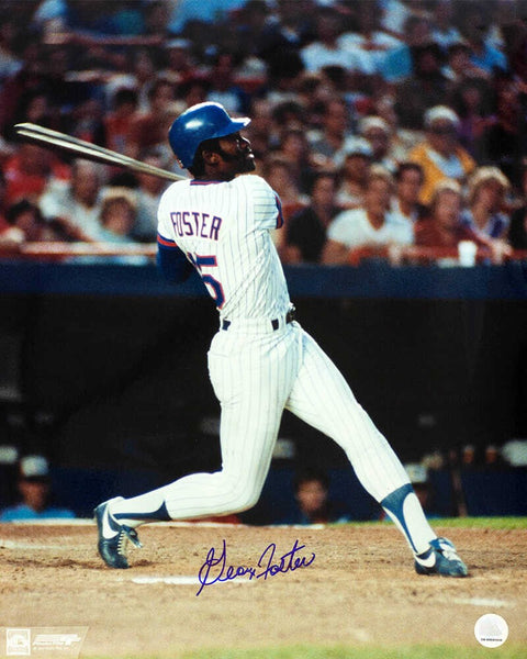George Foster Signed Mets White Jersey Swinging 16x20 Photo - (SCHWARTZ COA)