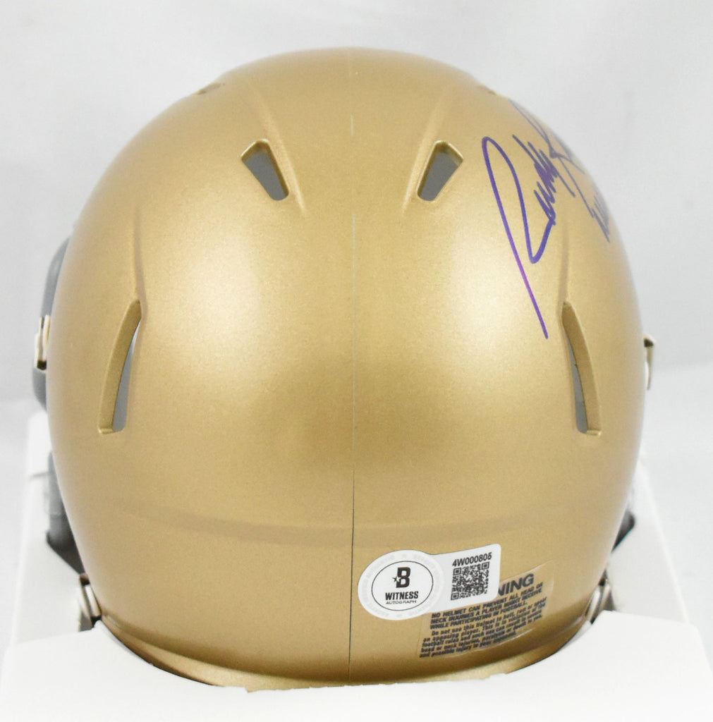 Super Custom Rudy Rudy Ruettiger Signed Notre Dame Speed Mini Helmet Never Quit - Becket ...