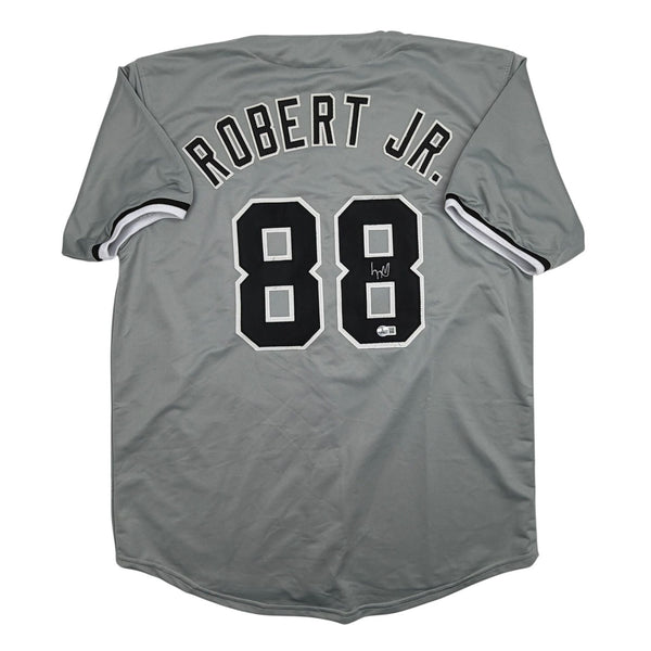 Autographed/Signed Luis Robert Chicago Grey Baseball Jersey Beckett BAS COA