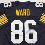 Autographed/Signed Hines Ward Pittsburgh Black Retro Football Jersey Beckett COA