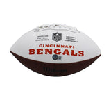 Logan Wilson Signed Cincinnati Bengals Embroidered White Football w/"Who Dey!"