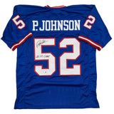 Autographed/Signed Pepper Johnson 2x Champ New York Blue Jersey Beckett BAS COA