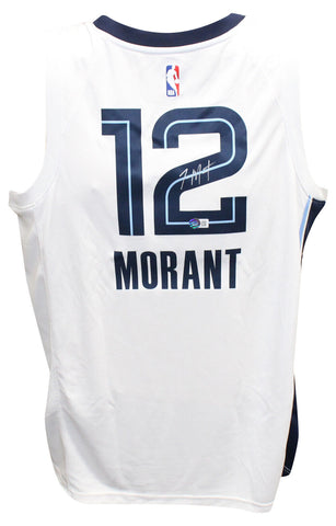 Ja Morant Autographed Memphis Grizzlies White Jersey Nike Beckett 40806