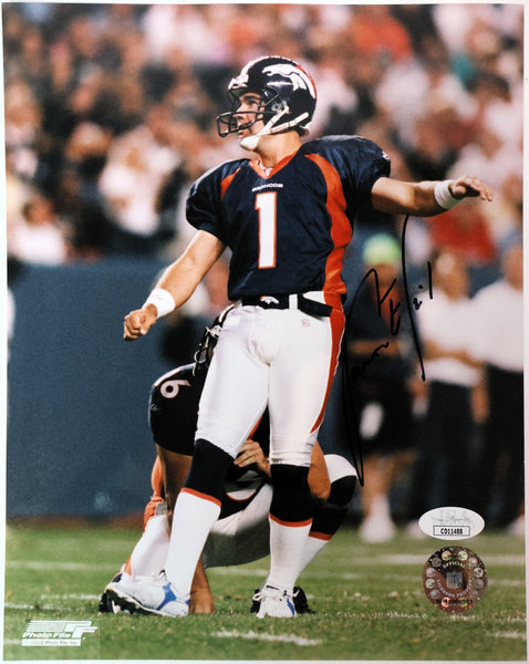 Jason Elam Autographed Denver Broncos 8x10 Photo JSA COA