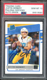 2020 Panini Donruss #303 Justin Herbert RC Rookie PSA/DNA Auto Grade GEM MINT 10