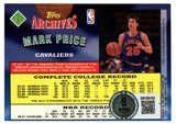 Mark Price Autographed/Signed 1992-1993 Topps Archives #85 Card Beckett 52539