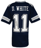Danny White (COWBOYS) Signed Navy Custom Football Jersey - (SCHWARTZ COA)