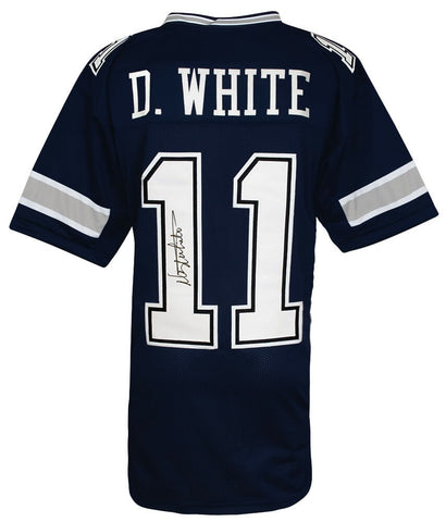 Danny White (COWBOYS) Signed Navy Custom Football Jersey - (SCHWARTZ COA)