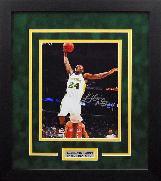 LACEDARIUS DUNN AUTOGRAPHED BAYLOR BEARS FRAMED 8x10 PHOTO COA