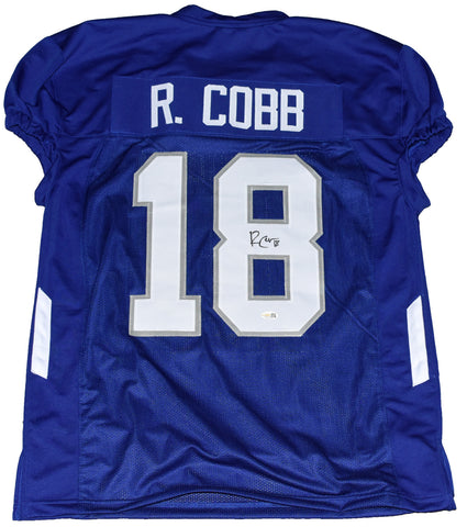 RANDALL COBB SIGNED KENTUCKY WILDCATS #18 BLUE GAME CUT JERSEY JSA