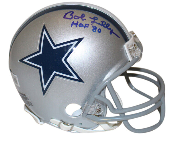 Bob Lilly Autographed Dallas Cowboys VSR4 Mini Helmet w/insc BAS 40065