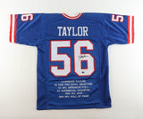 Lawrence Taylor Signed New York Giants Career Highlight Stat Jersey (Beckett)