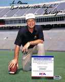 Pat Dye Signed/Auto/Inscr 8x10 Photo Auburn Head Football Coach PSA/DNA 185221