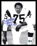 Deacon Jones Autographed Signed 8x10 Photo Rams "HOF 80" Beckett QR #BS12979
