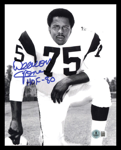 Deacon Jones Autographed Signed 8x10 Photo Rams "HOF 80" Beckett QR #BS12979