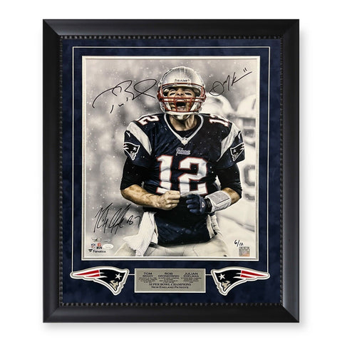 Tom Brady Julian Edelman & Rob Gronkowski Signed Autograph Photo LE /12 Fanatics
