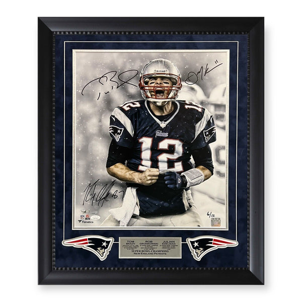 Tom Brady Julian Edelman & Rob Gronkowski Signed Autograph Photo LE /12 Fanatics
