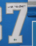 FRAMED DETROIT LIONS SAM LAPORTA AUTOGRAPHED SIGNED JERSEY BECKETT HOLOGRAM