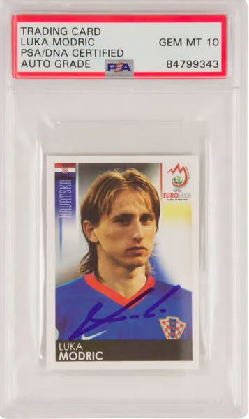 Luka Modric Signed 2008 Panini UEFA Euro Croatia Sticker #194 - PSA 10
