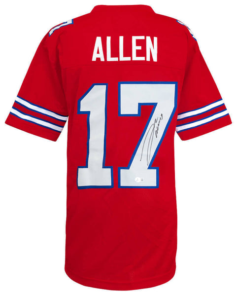 Josh Allen (BILLS) Signed Red Custom Football Jersey -(BECKETT COA)